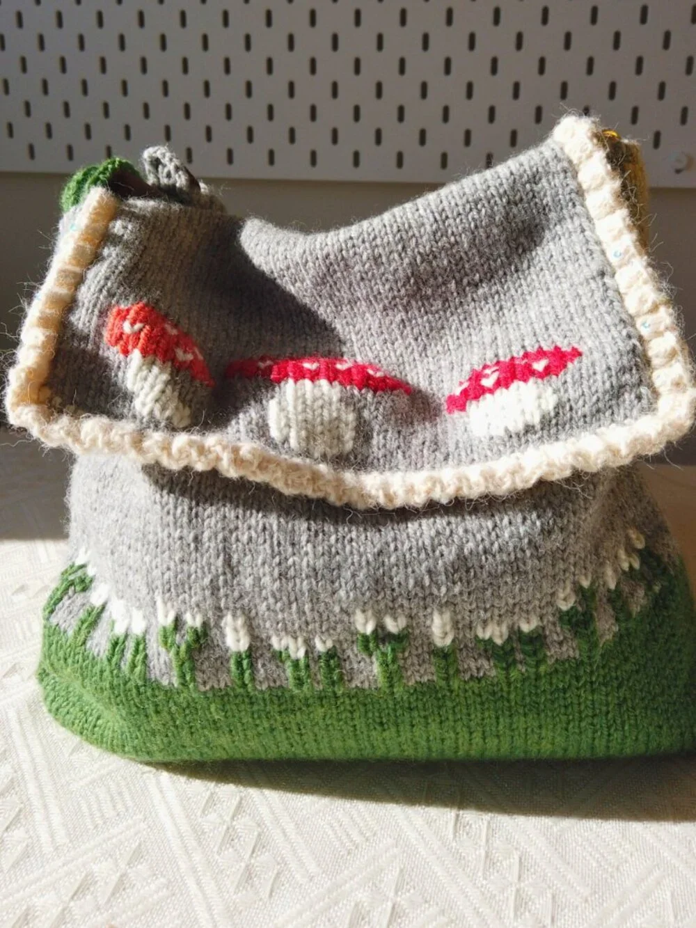 Handknitted Mossy Mushroom Crossbody Bag - Picture 3 of 5